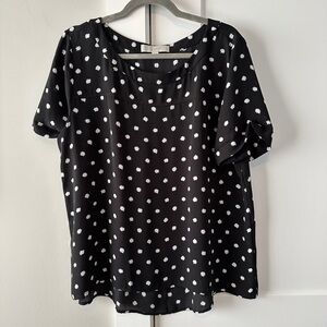 LOFT Black and White Boxy Short Sleeve Top